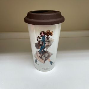 Henri bendel porcelain travel tumbler mug with lid